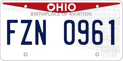 OH license plate FZN0961