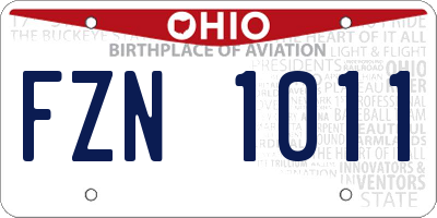 OH license plate FZN1011