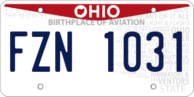 OH license plate FZN1031