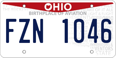 OH license plate FZN1046