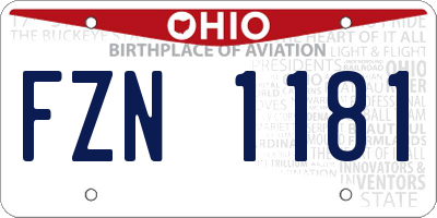 OH license plate FZN1181