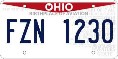 OH license plate FZN1230