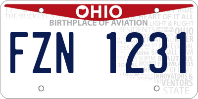 OH license plate FZN1231