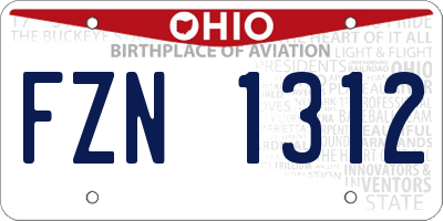 OH license plate FZN1312