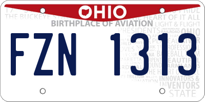 OH license plate FZN1313