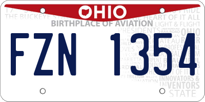 OH license plate FZN1354