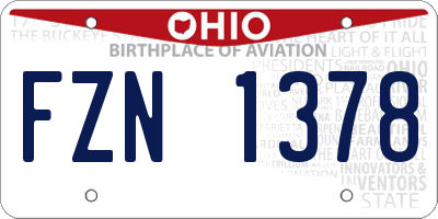 OH license plate FZN1378