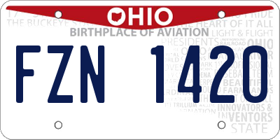OH license plate FZN1420