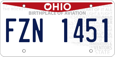 OH license plate FZN1451