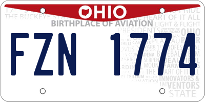 OH license plate FZN1774