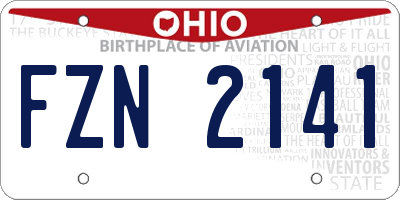 OH license plate FZN2141