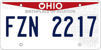 OH license plate FZN2217