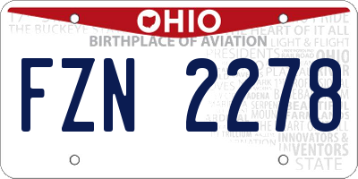 OH license plate FZN2278