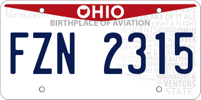 OH license plate FZN2315