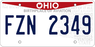 OH license plate FZN2349