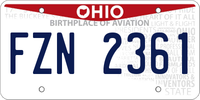 OH license plate FZN2361