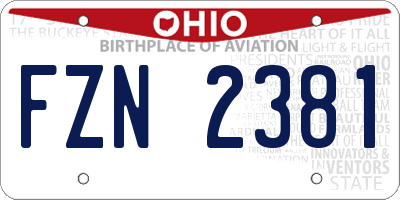 OH license plate FZN2381