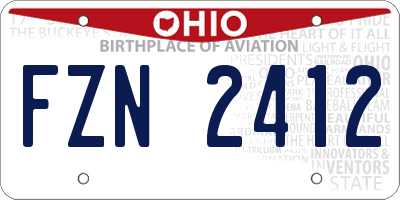 OH license plate FZN2412