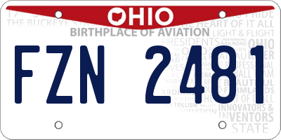OH license plate FZN2481