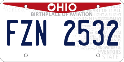 OH license plate FZN2532