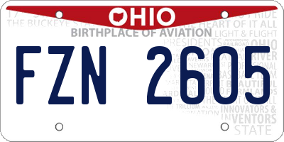 OH license plate FZN2605