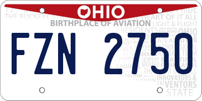 OH license plate FZN2750