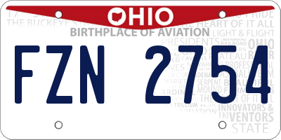 OH license plate FZN2754
