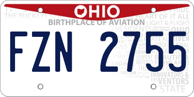 OH license plate FZN2755