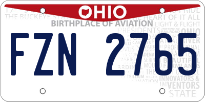 OH license plate FZN2765