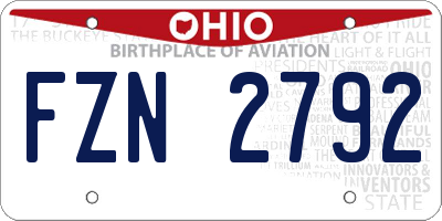 OH license plate FZN2792