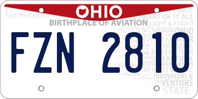 OH license plate FZN2810