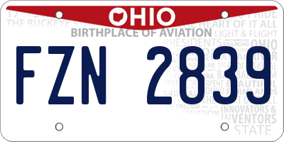 OH license plate FZN2839