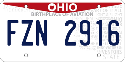 OH license plate FZN2916