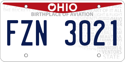 OH license plate FZN3021
