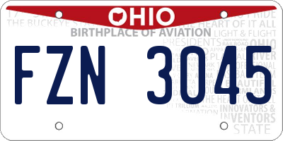 OH license plate FZN3045