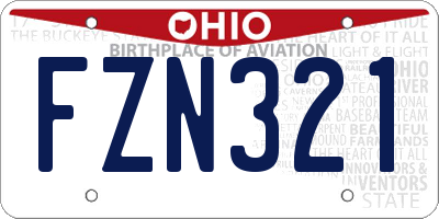 OH license plate FZN321