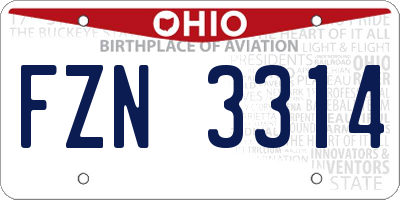 OH license plate FZN3314