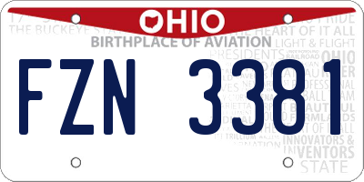 OH license plate FZN3381