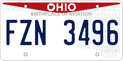OH license plate FZN3496