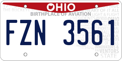 OH license plate FZN3561