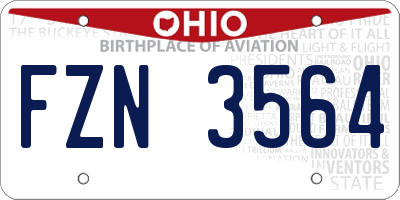 OH license plate FZN3564