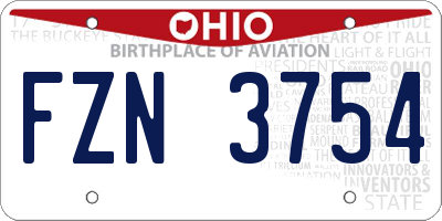 OH license plate FZN3754