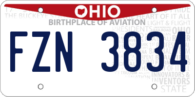 OH license plate FZN3834