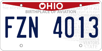OH license plate FZN4013