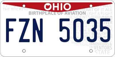 OH license plate FZN5035