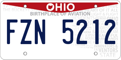 OH license plate FZN5212