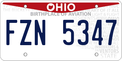 OH license plate FZN5347
