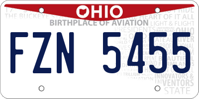 OH license plate FZN5455