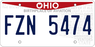 OH license plate FZN5474