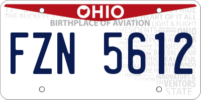 OH license plate FZN5612